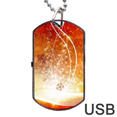 Wonderful Christmas Design With Snowflakes  Dog Tag Usb Flash (two Sides)  by FantasyWorld7