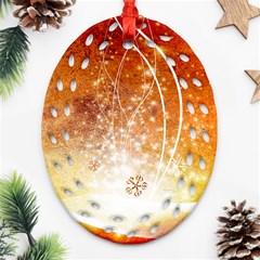 Wonderful Christmas Design With Snowflakes  Ornament (Oval Filigree) 