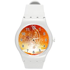 Wonderful Christmas Design With Snowflakes  Round Plastic Sport Watch (M)