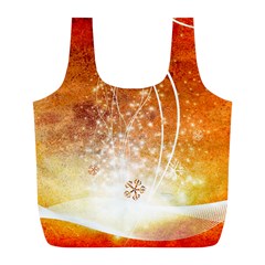 Wonderful Christmas Design With Snowflakes  Full Print Recycle Bags (L) 