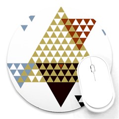 Colorful Modern Geometric Triangles Pattern Round Mousepads