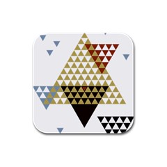 Colorful Modern Geometric Triangles Pattern Rubber Square Coaster (4 Pack)  by Dushan