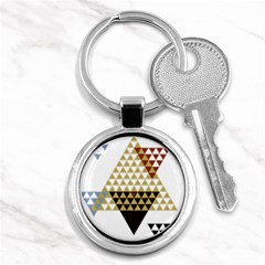 Colorful Modern Geometric Triangles Pattern Key Chains (round) 