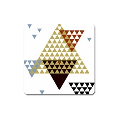 Colorful Modern Geometric Triangles Pattern Square Magnet