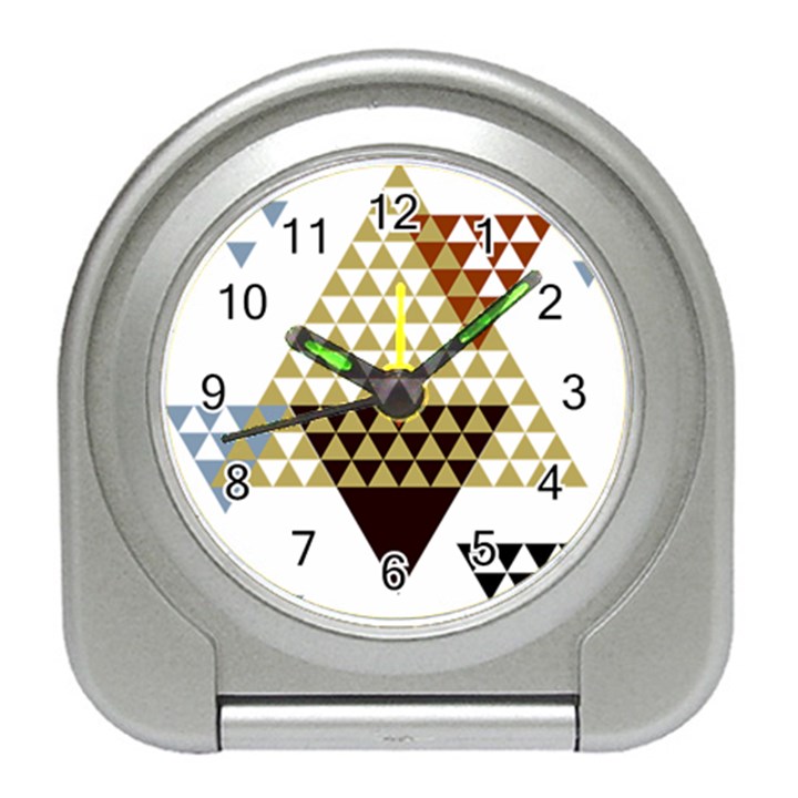 Colorful Modern Geometric Triangles Pattern Travel Alarm Clocks