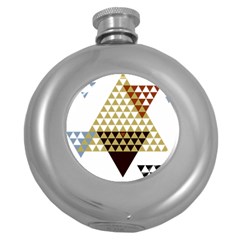 Colorful Modern Geometric Triangles Pattern Round Hip Flask (5 Oz)