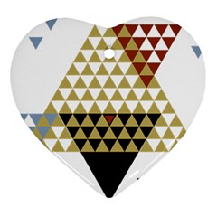 Colorful Modern Geometric Triangles Pattern Heart Ornament (2 Sides)