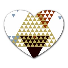 Colorful Modern Geometric Triangles Pattern Heart Mousepads by Dushan