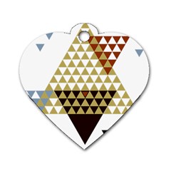 Colorful Modern Geometric Triangles Pattern Dog Tag Heart (two Sides)