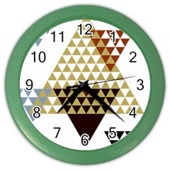 Colorful Modern Geometric Triangles Pattern Color Wall Clocks