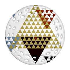 Colorful Modern Geometric Triangles Pattern Ornament (round Filigree) 