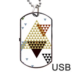 Colorful Modern Geometric Triangles Pattern Dog Tag Usb Flash (two Sides) 