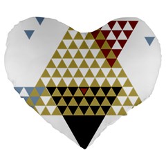 Colorful Modern Geometric Triangles Pattern Large 19  Premium Heart Shape Cushions