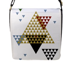 Colorful Modern Geometric Triangles Pattern Flap Messenger Bag (l)  by Dushan