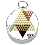 Colorful Modern Geometric Triangles Pattern Silver Compasses Front