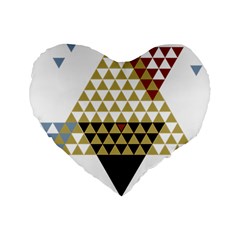 Colorful Modern Geometric Triangles Pattern Standard 16  Premium Flano Heart Shape Cushions