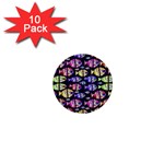 Colorful Fishes Pattern Design 1  Mini Buttons (10 pack)  Front