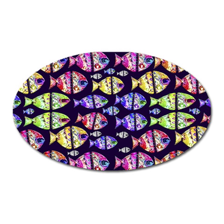 Colorful Fishes Pattern Design Oval Magnet