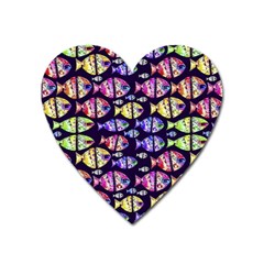 Colorful Fishes Pattern Design Heart Magnet