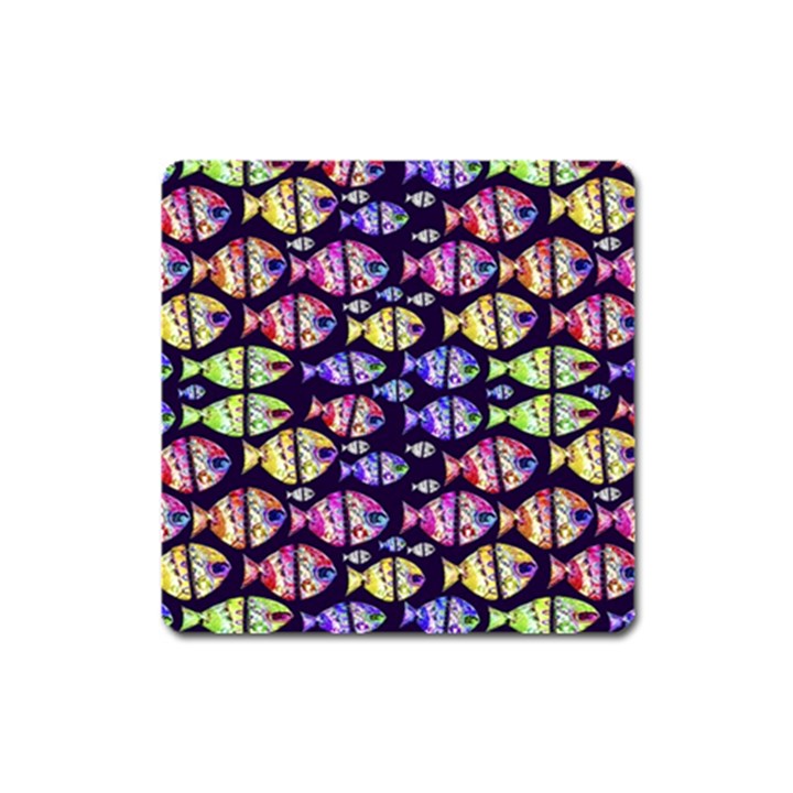 Colorful Fishes Pattern Design Square Magnet