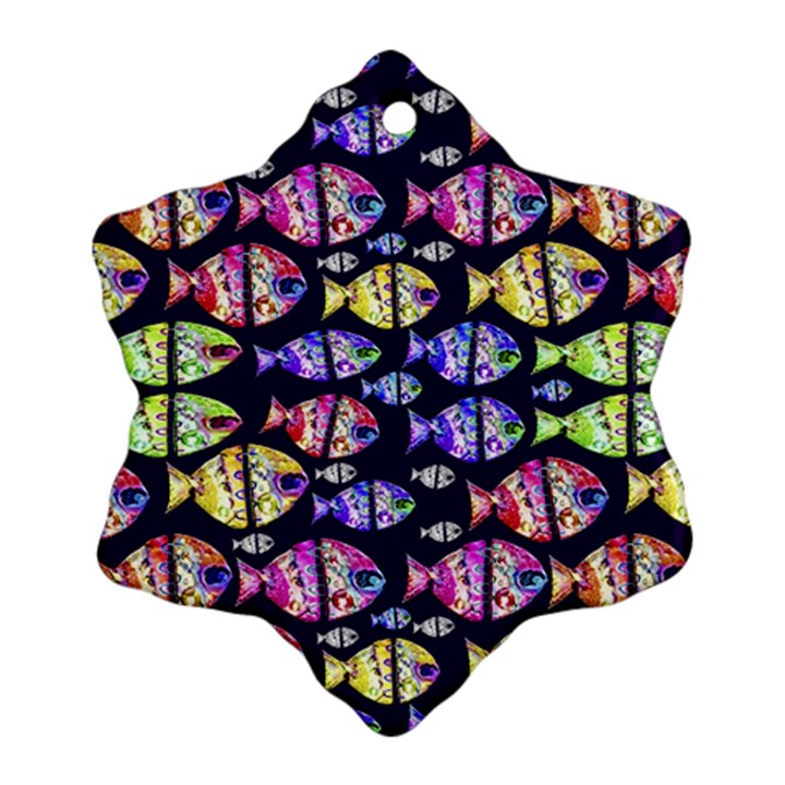 Colorful Fishes Pattern Design Snowflake Ornament (2-Side)