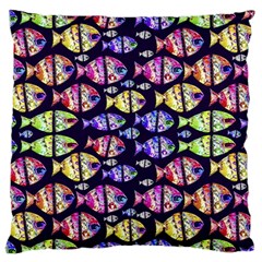 Colorful Fishes Pattern Design Large Flano Cushion Cases (two Sides) 