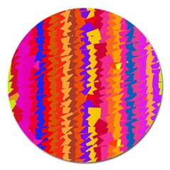 Colorful Pieces Magnet 5  (round) by LalyLauraFLM