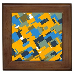 Blue Yellow Shapes Framed Tile