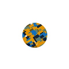 Blue Yellow Shapes 1  Mini Button