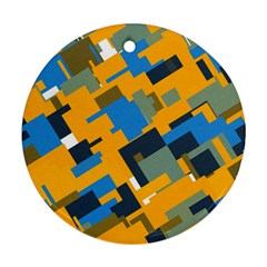 Blue Yellow Shapes Ornament (round) by LalyLauraFLM