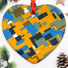 Blue Yellow Shapes Ornament (heart)