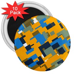 Blue Yellow Shapes 3  Magnet (10 Pack)