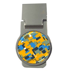 Blue Yellow Shapes Money Clip (round)