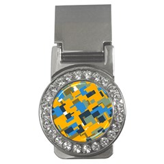 Blue Yellow Shapes Money Clip (cz)