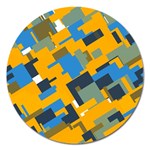 Blue yellow shapes Magnet 5  (Round) Front