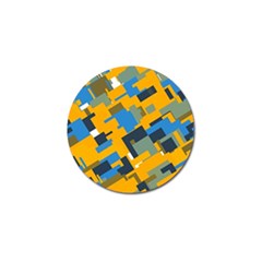 Blue Yellow Shapes Golf Ball Marker