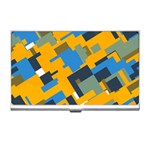 Blue yellow shapes Business Card Holder Front