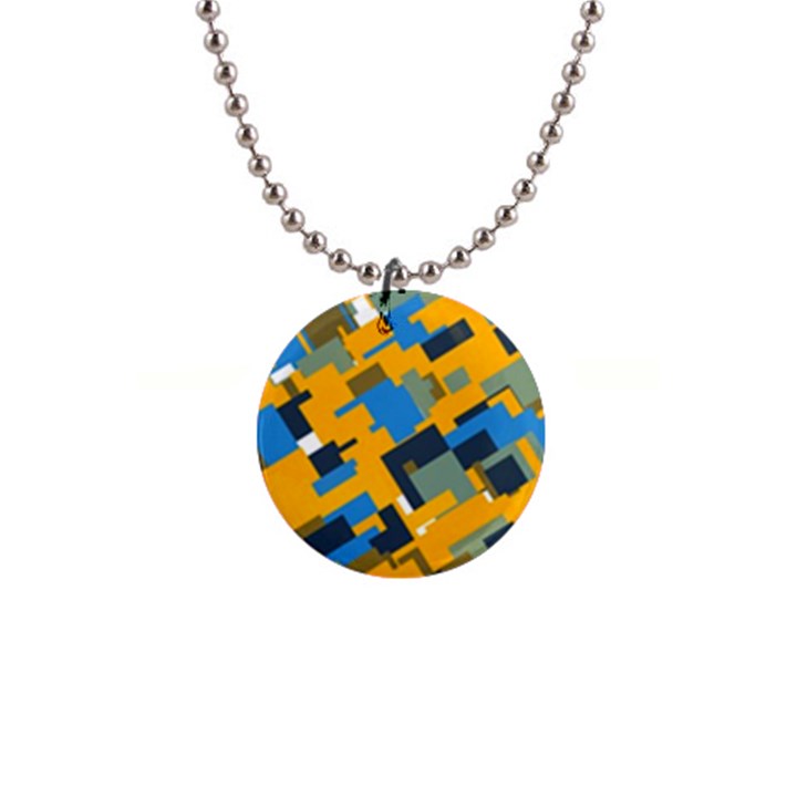 Blue yellow shapes 1  Button Necklace