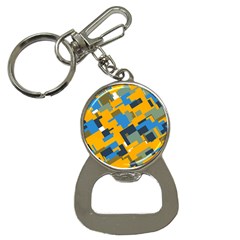 Blue Yellow Shapes Bottle Opener Key Chain by LalyLauraFLM