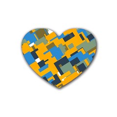 Blue Yellow Shapes Heart Coaster (4 Pack) by LalyLauraFLM