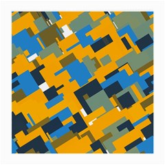 Blue Yellow Shapes Medium Glasses Cloth (2 Sides) by LalyLauraFLM