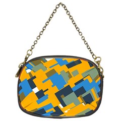 Blue Yellow Shapes Chain Purse (two Sides) by LalyLauraFLM