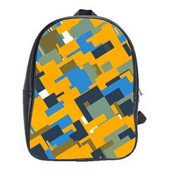 Blue Yellow Shapes School Bag (large) by LalyLauraFLM