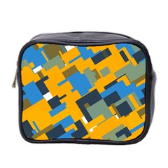 Blue Yellow Shapes Mini Toiletries Bag (two Sides) by LalyLauraFLM