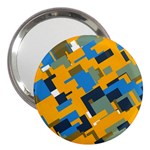 Blue yellow shapes 3  Handbag Mirror Front