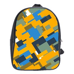 Blue Yellow Shapes School Bag (xl) by LalyLauraFLM