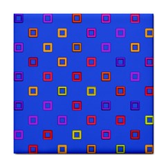 3d Squares On A Blue Background Tile Coaster by LalyLauraFLM