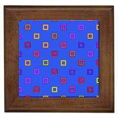 3d Squares On A Blue Background Framed Tile