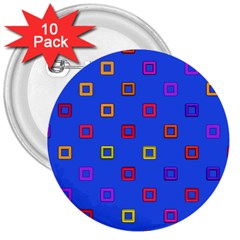 3d Squares On A Blue Background 3  Button (10 Pack)