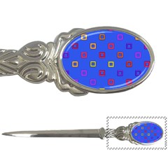 3d Squares On A Blue Background Letter Opener by LalyLauraFLM